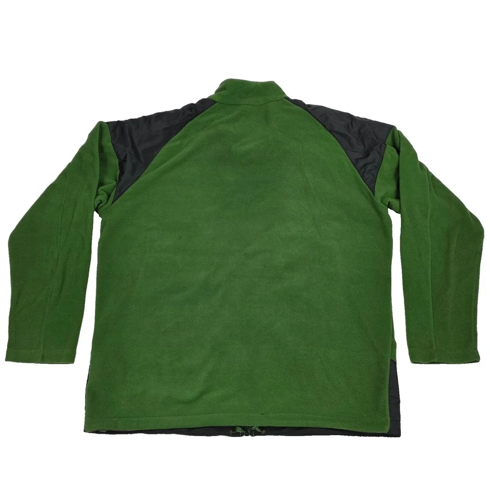 North Face Green Black Colorblock Fleece Pullover Jacket Full Zip‎ Mens Size XL
